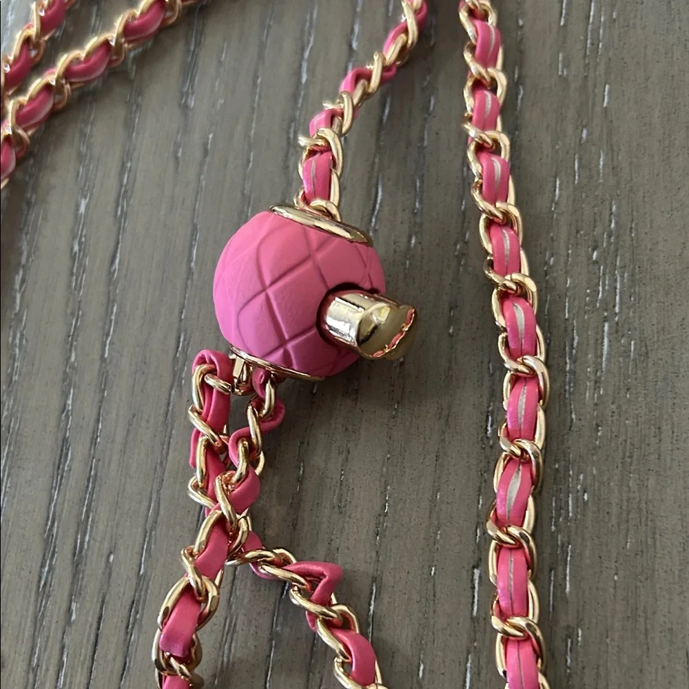 Pink leather and Gold Adjustable Chain for crossbody purse! New
